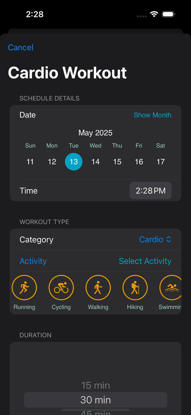 Workout History