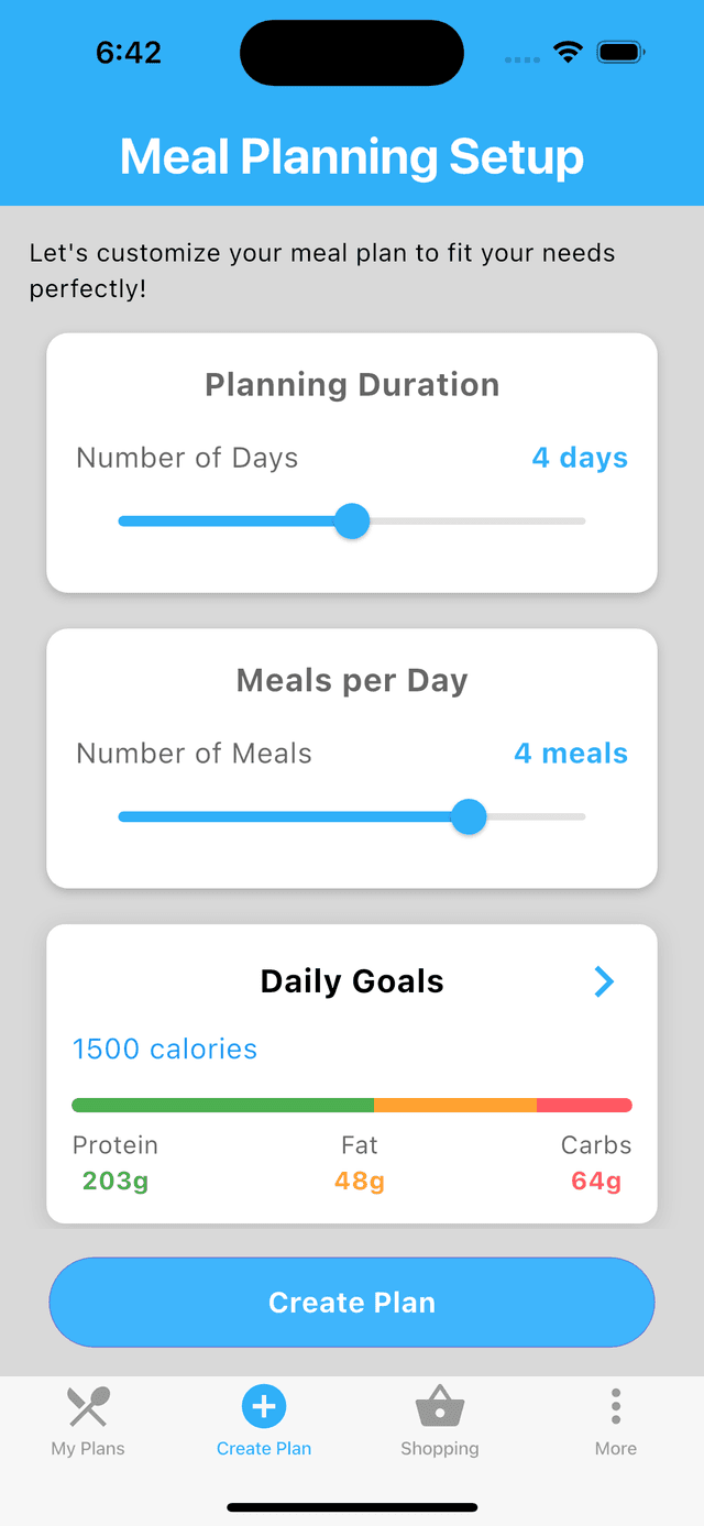 Ekko app nutrition tracking screen