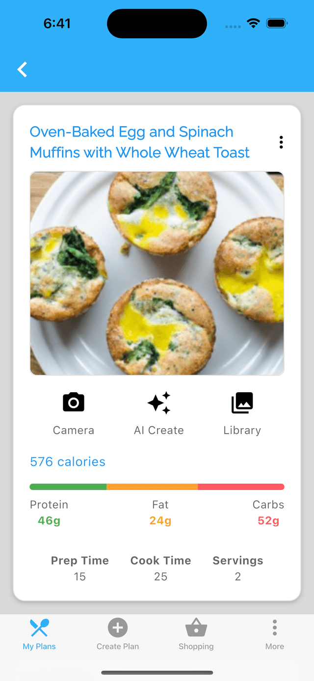 Ekko app recipe detail screen